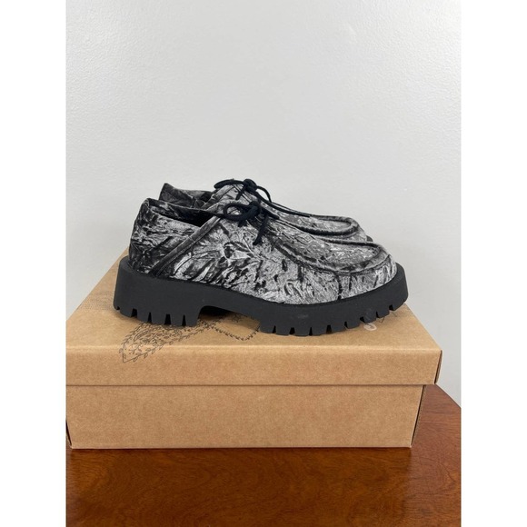 Free People Crushed Velvet Loafers in Gray and Black - Picture 5 of 10